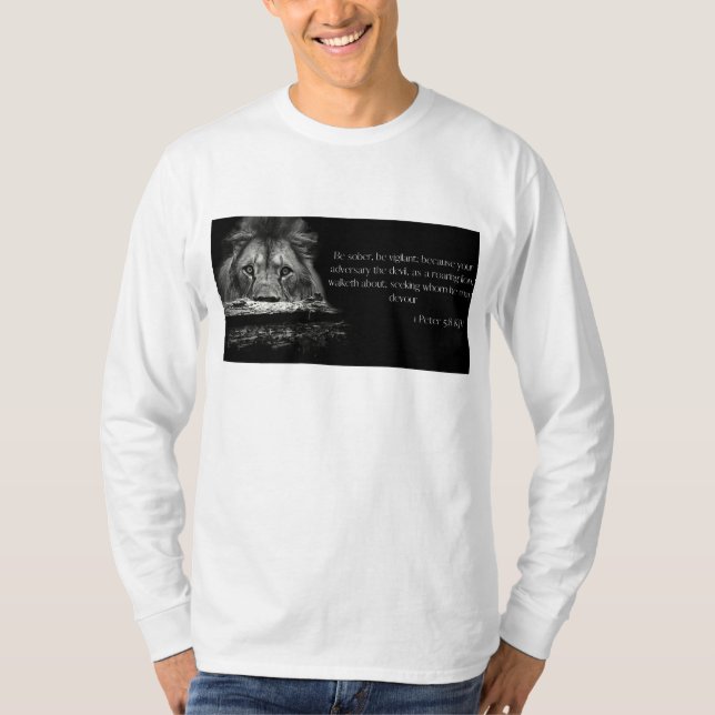 Bible Verse Scripture 1 Peter 5:8 Mens Long Sleeve T-Shirt (Front)