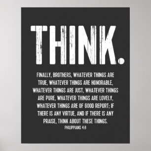 Bible Verse, Scripture Philippians 4:8 Modern Poster