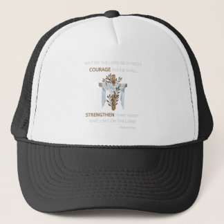Bible Verse Scripture Psalm 27:14 KJV Trucker Hat