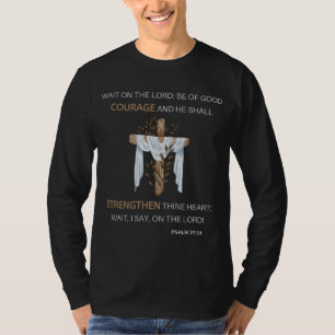 Bible Verse Scripture Psalm 27:14 Mens Long Sleeve T-Shirt