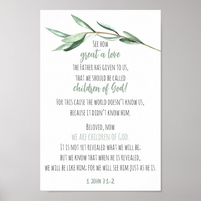 Bible Verse Scripture Wall Art Eucalyptus 1 John (Front)