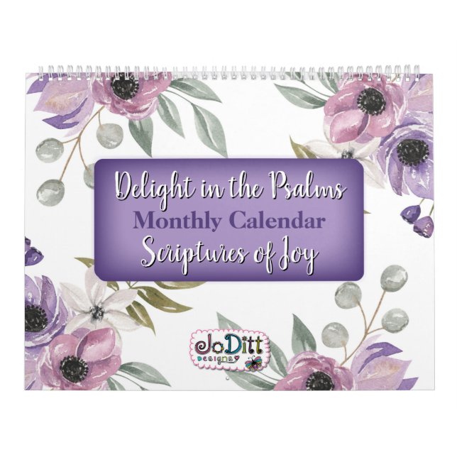 Bible Verse Scriptures Watercolor Floral Monthly  Calendar (Cover)