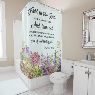 Bible Verse Shower Curtain With Flowers