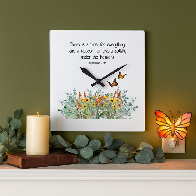 Bible Verse Spring Season Wildflower  Square Wall Clock (Creator Uploaded)