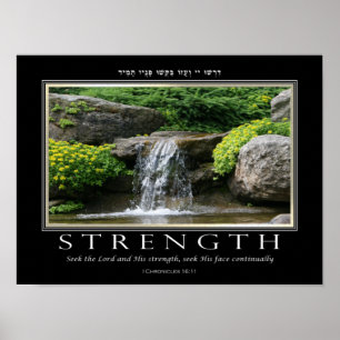 Bible Verse Strength English Hebrew Inspirational Poster