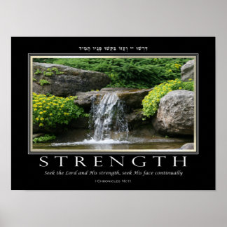 Bible Verse Strength English Hebrew Inspirational Poster