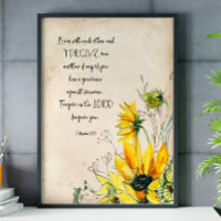 Bible Verse Sunflower Scripture Wall Art Poster