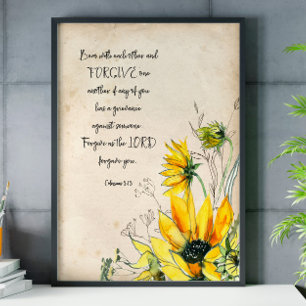 Bible Verse Sunflower Scripture Wall Art Poster