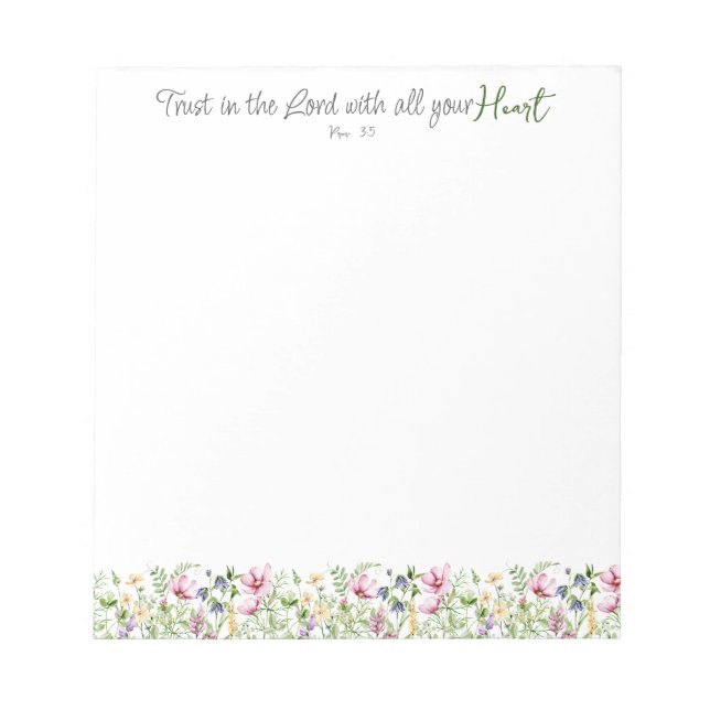 Bible Verse Trust in the Lord with Botanical Theme Notepad (Front)