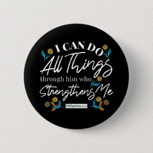 bible verse typography floral art black ver 6 cm round badge