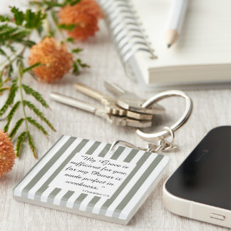 Bible Verse Wall Art, 2 Corinthians 12:9 Key Ring