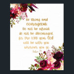 Bible Verse Wall Art Be Strong And Courageous<br><div class="desc">Bible Verse Wall Art Be Strong And Courageous Joshua 1:9 Christian Decor Baptism Sign Gift Nursery Art Scripture Home Decor Boho bordeaux</div>
