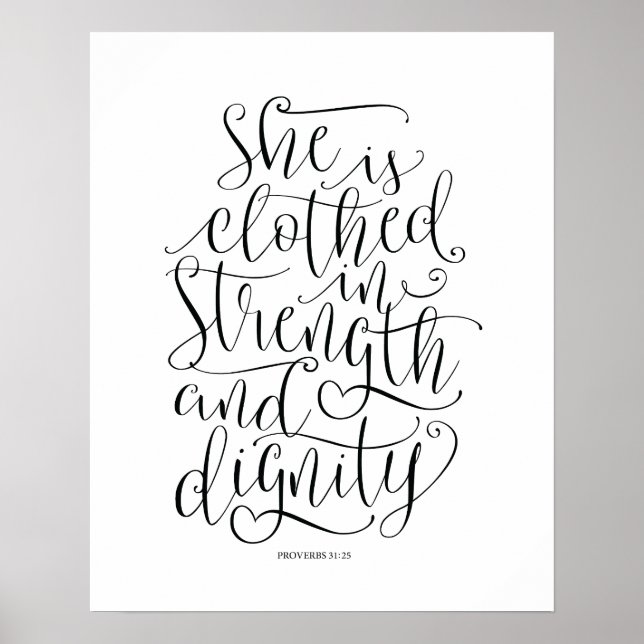 Bible verse wall art proverbs 31:25 calligraphy (Front)