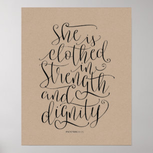 Bible verse wall art proverbs 31:25 calligraphy v3