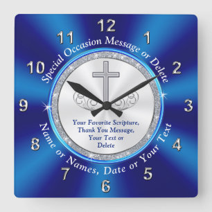 Bible Verse Wall Clock, Personalized, Any Occasion Square Wall Clock