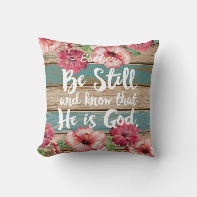 Bible Verse Watercolor Floral Pillow Cushion (Front)