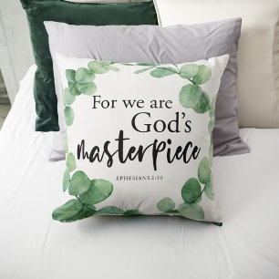 Bible Verse We are God's Masterpiece Christian Cushion