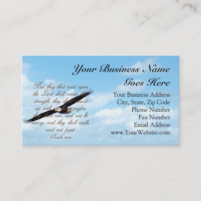 Bible Verse, Wings as Eagles Christian Business Card (Front)