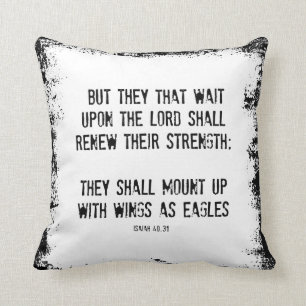 Bible Verse: Wings as Eagles Cushion