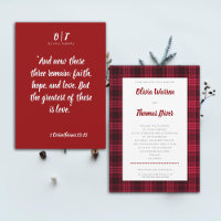 Bible Verse Winter Cosy Red Plaid Elegant Wedding