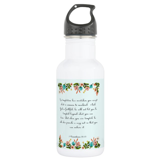Bible Verses Art - 1 Corinthians 10:13 532 Ml Water Bottle (Front)