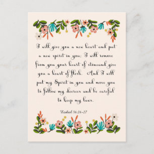 Bible Verses Art - Ezekiel 36:26-27 Postcard