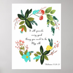 Bible Verses Art - Hebrews 13:20-21 Poster