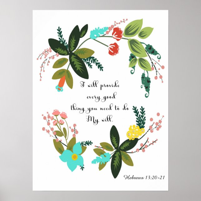 Bible Verses Art - Hebrews 13:20-21 Poster (Front)