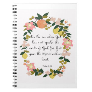 Bible Verses Art - John 3:34 Notebook
