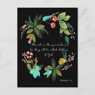Bible Verses Art - Matthew 5:9 Postcard