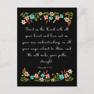 Bible Verses Art - Proverbs 3:5-6 Postcard