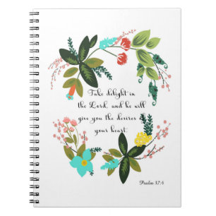Bible Verses Art - Psalm 37:4 Notebook