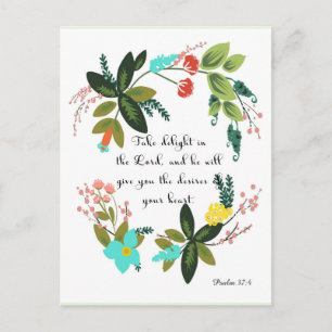 Bible Verses Art - Psalm 37:4 Postcard