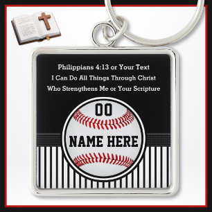 Bible Verses for Baseball Players, Baseball Gifts Key Ring