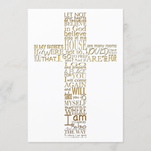 Bible Verses from John 14 Golden Memorial Service Invitation