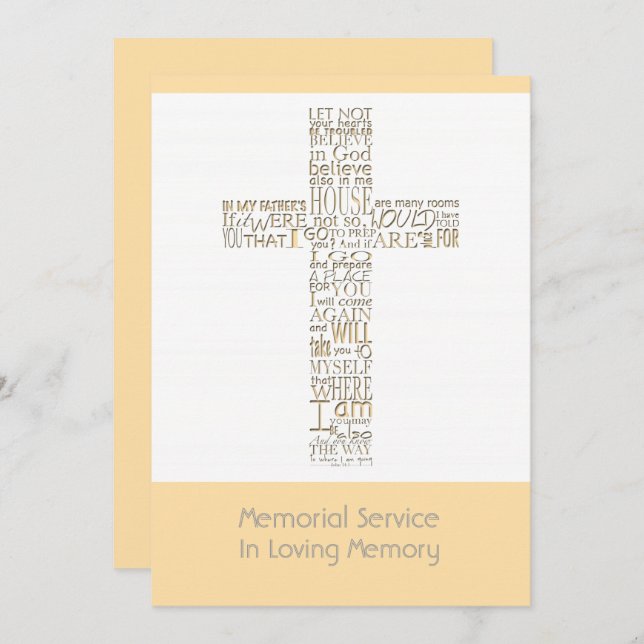 Bible Verses from John 14 Memorial Service 11 Invitation (Front/Back)