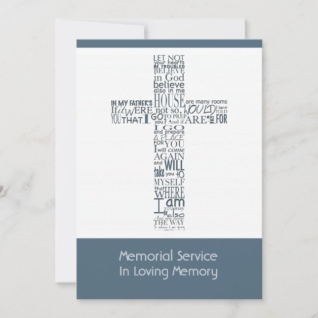 Bible Verses from John 14 Memorial Service 7 Invitation (Front)