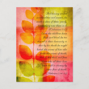 Bible verses, grunge leaf design postcard