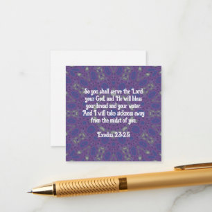 Bible Verses Healing Scripture Quote Exodus 23:25 Enclosure Card
