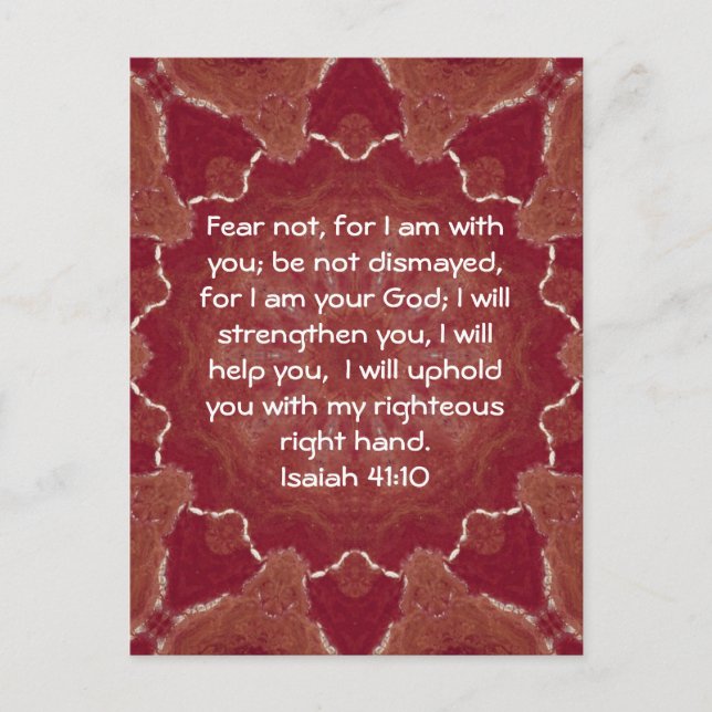 Bible Verses Inspirational Quote Isaiah 41:10 Postcard (Front)