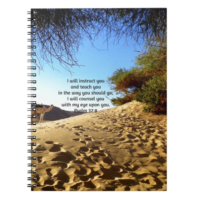 Bible Verses Inspirational Quote Psalm 32:8 Notebook (Front)