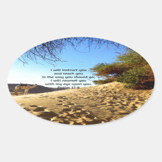 Bible Verses Inspirational Quote Psalm 32:8 Oval Sticker