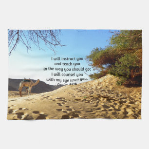 Bible Verses Inspirational Quote Psalm 32:8 Tea Towel