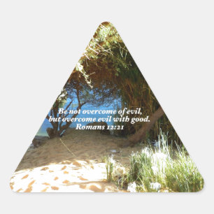 Bible Verses Love Quote Saying Romans 12:21 Triangle Sticker