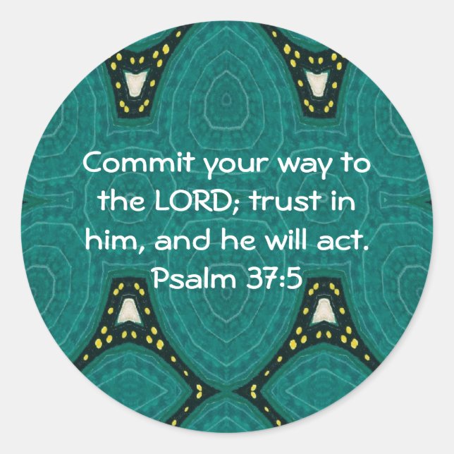 Bible Verses Motivational Scriptures Psalm 37:5 Classic Round Sticker (Front)