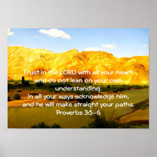 Bible Verses Quote about Trust Proverbs 3:5-6 Poster