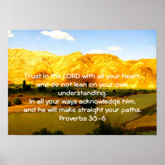 Bible Verses Quote about Trust Proverbs 3:5-6 Poster