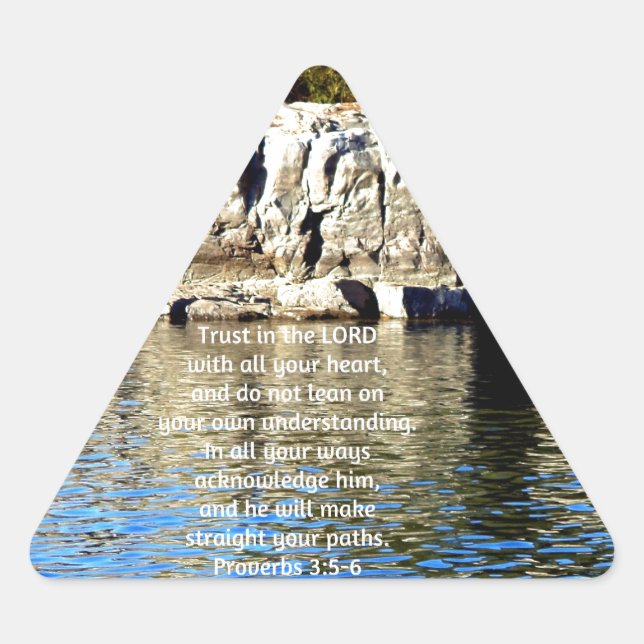 Bible Verses Quote about Trust Proverbs 3:5-6 Triangle Sticker (Front)