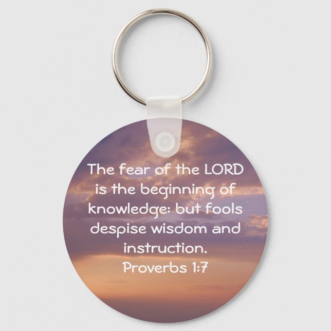 Bible Verses Wisdom Quote Saying Proverbs 1:7 Key Ring (Front)
