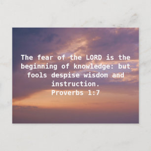 Bible Verses Wisdom Quote Saying Proverbs 1:7 Postcard